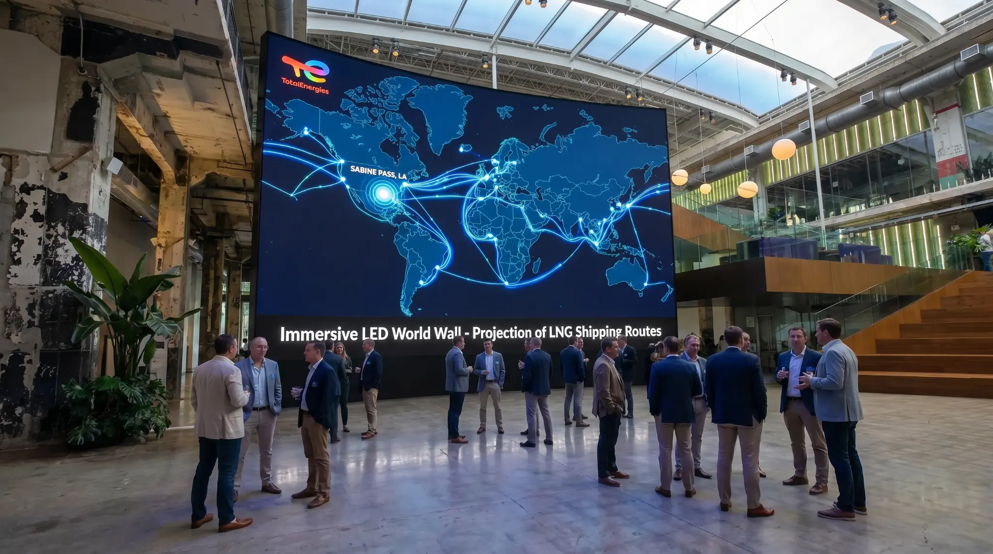Immersive LED World Wall — Projection of LNG Shipping Routes